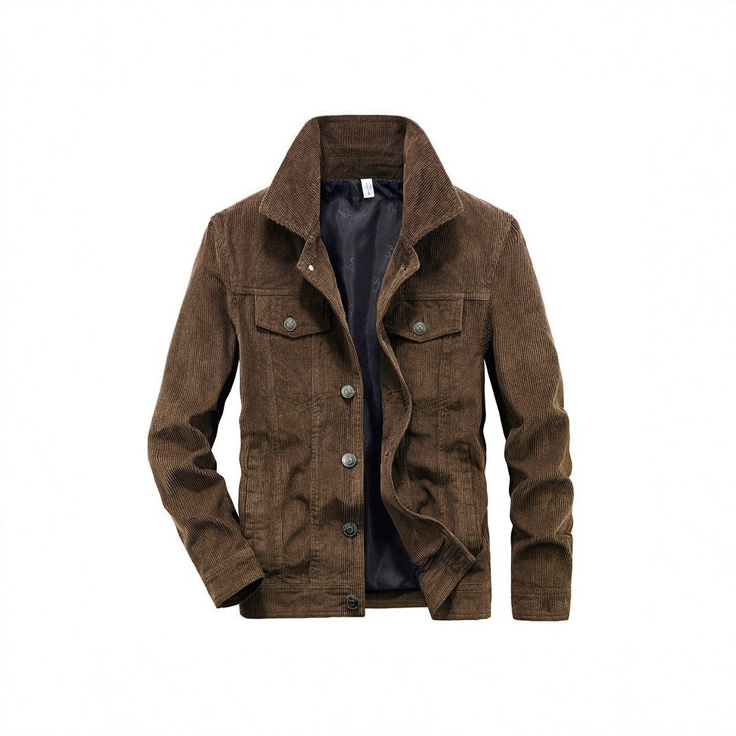 Men's cord jacket made of fine corduroy with shirt collar, chest pockets, and quilted inner lining Mune Fashion
