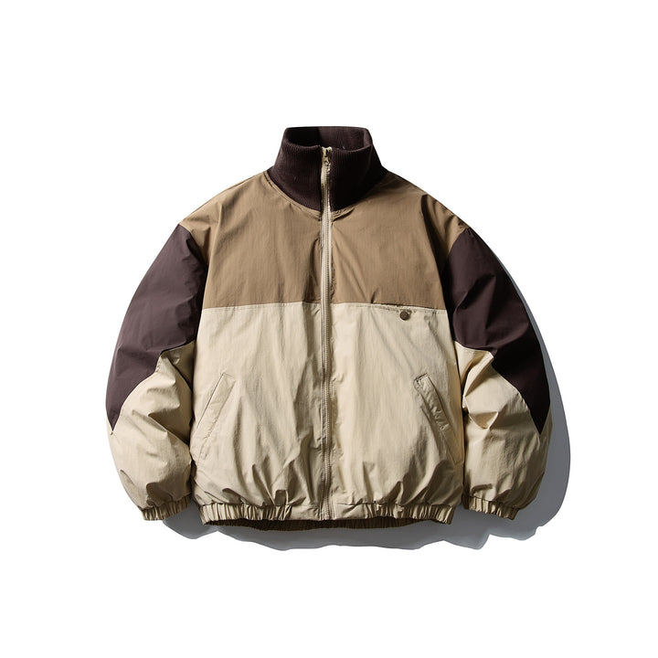 Men's Quilted Boxy Bomber with High Ribbed Collar and Elastic Hem Mune Fashion