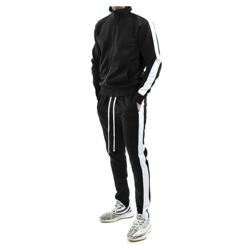 Men's slim training set with stand-up collar, zip jacket and fitted drawstring jogger Mune Fashion