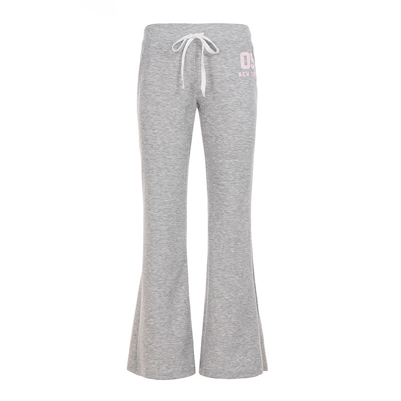 Women's flared high waist lounge pants with elastic comfort waistband, adjustable drawstring, and wide flare Mune Fashion