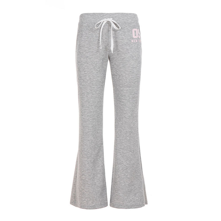 Women's flared high waist lounge pants with elastic comfort waistband, adjustable drawstring, and wide flare Mune Fashion