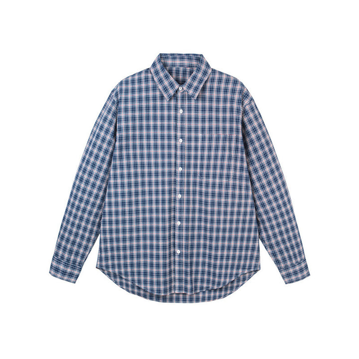 Men's Casual Check Shirt in Overshirt Style with Button-Down Collar and Rounded Hem Mune Fashion