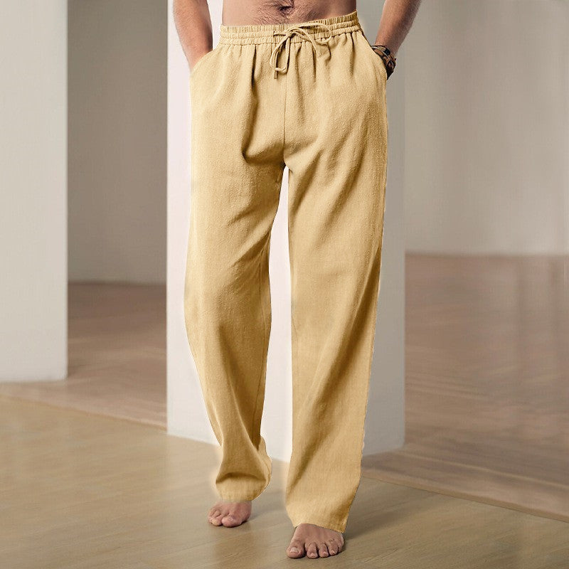Men's comfortable linen lounge pants with extra wide leg, adjustable drawstring waistband, and breathable summer quality Mune Fashion