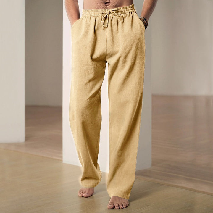 Men's comfortable linen lounge pants with extra wide leg, adjustable drawstring waistband, and breathable summer quality Mune Fashion