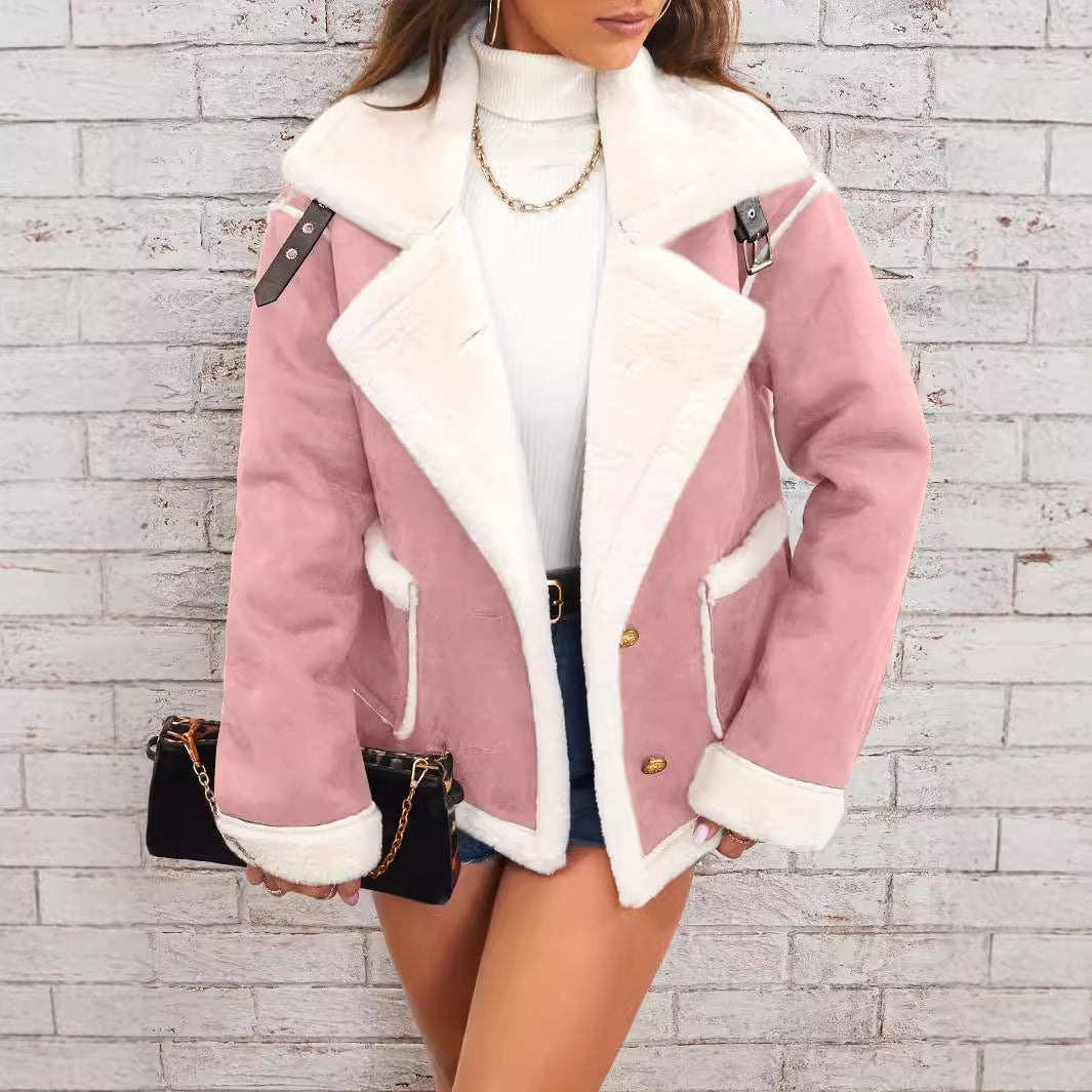 Ladies short-cut lambskin look pilot jacket Mune Fashion
