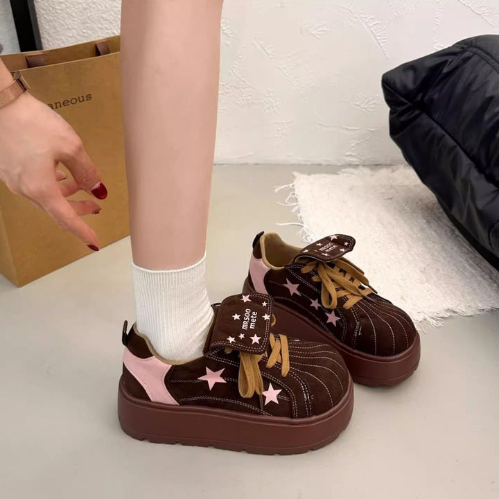 Women's Platform Sneakers with Playful Star and Bow Details Mune Fashion