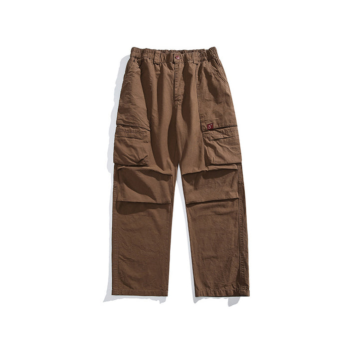 Men's Loose Cargo Pants with Elastic Waistband, Multifunction Pockets, and Straight Leg Mune Fashion