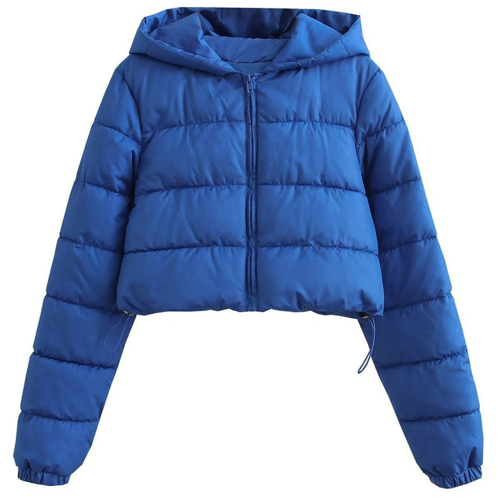 Women Short Quilted Hooded Puffer Jacket with Drawstring and Zipper Mune Fashion