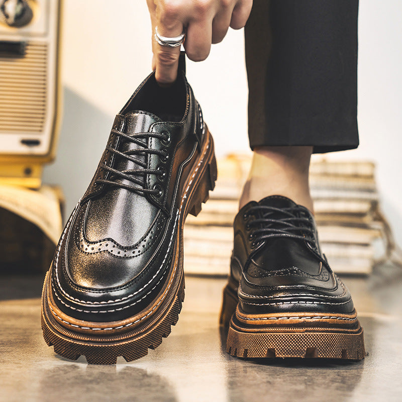 Men's platform derby shoes with brogue details and profiled rubber sole Mune Fashion