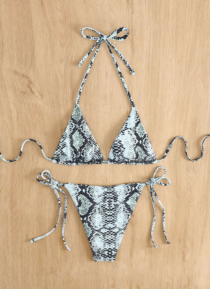 Women's triangle bikini with snake print and adjustable straps Mune Fashion