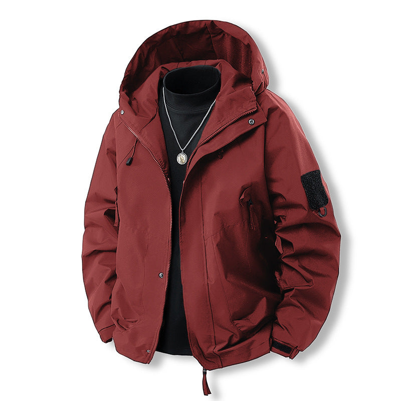 Men's Waterproof Outdoor Jacket with Adjustable Hood