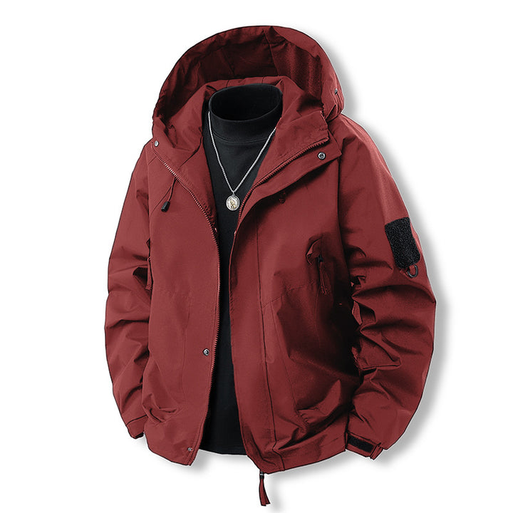 Men's Waterproof Outdoor Jacket with Adjustable Hood