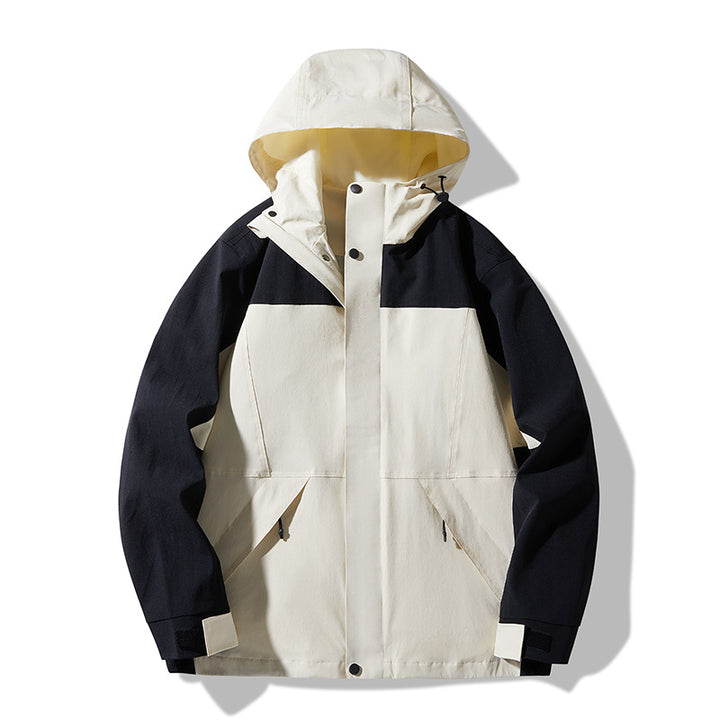 Men's Technical Colorblock Softshell Rain Jacket with Adjustable Hood Mune Fashion