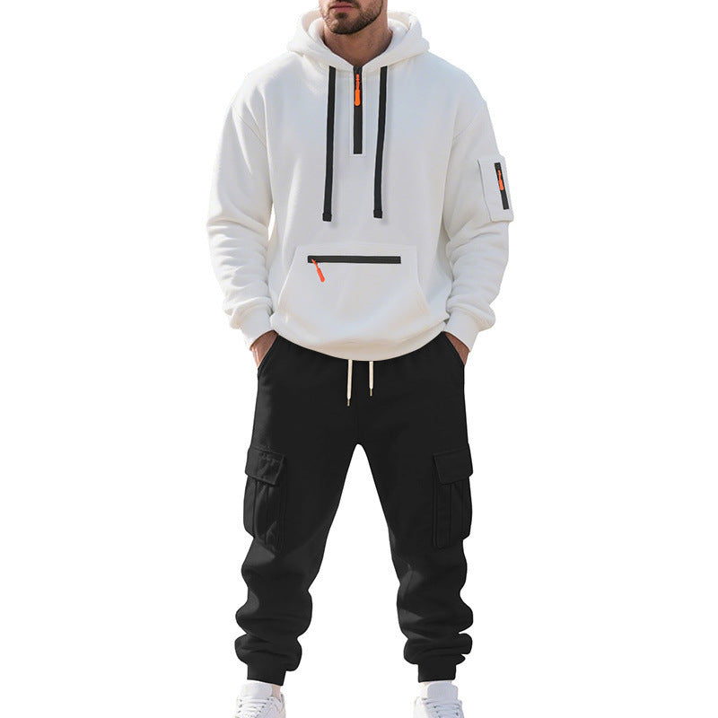 Men's Two-Piece Performance Tracksuit with Hooded Hoodie, Water-Repellent Zippers and Cargo Jogger Mune Fashion