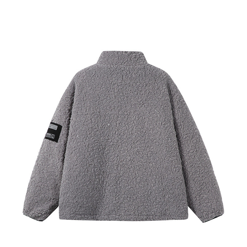 Unisex Teddy Fleece Jacket with Stand-up Collar, High Warmth and Contrasting Zipper Mune Fashion