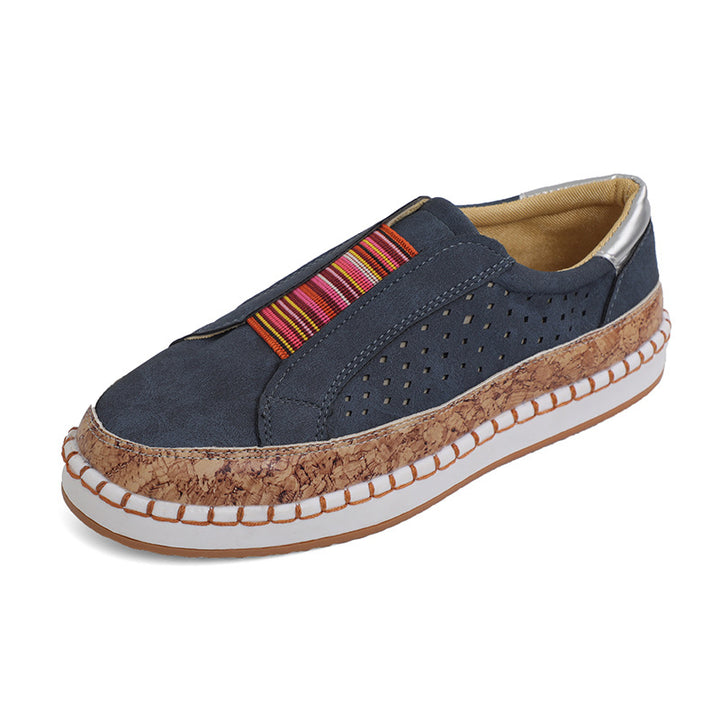 Women's lightweight slip-on sneakers with cork rim and perforated upper material Mune Fashion