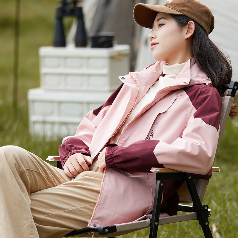 Women's two-layer waterproof outdoor jacket with hood, breathable membrane and adjustable waist Mune Fashion