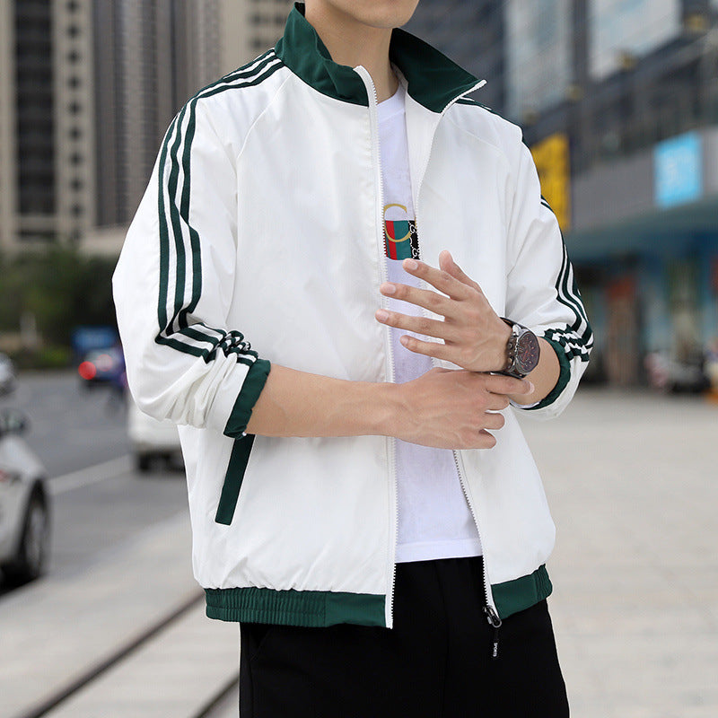 Men's Sporty Windbreaker with High Collar Mune Fashion