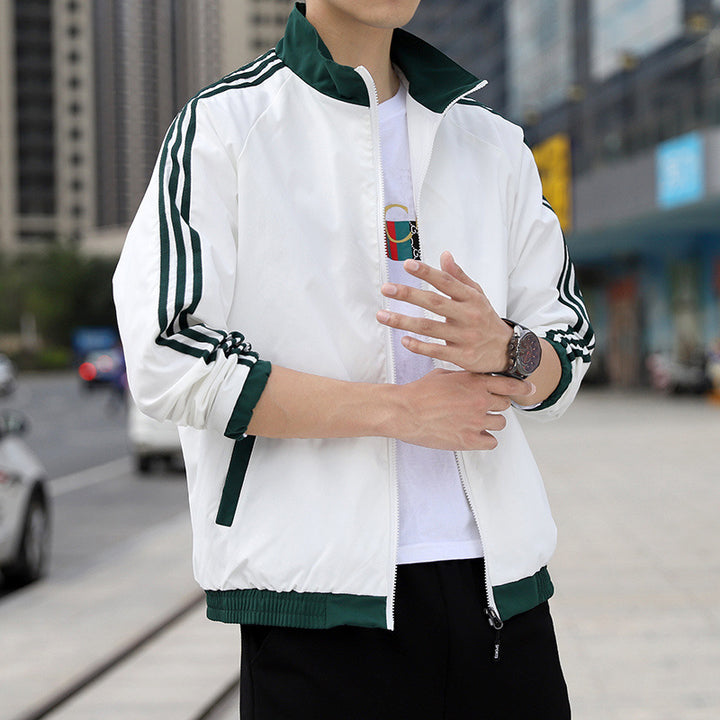 Men's Sporty Windbreaker with High Collar Mune Fashion