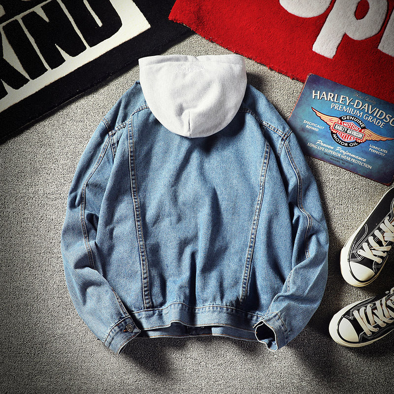 Men's Casual Denim Jacket with Integrated Hood Mune Fashion