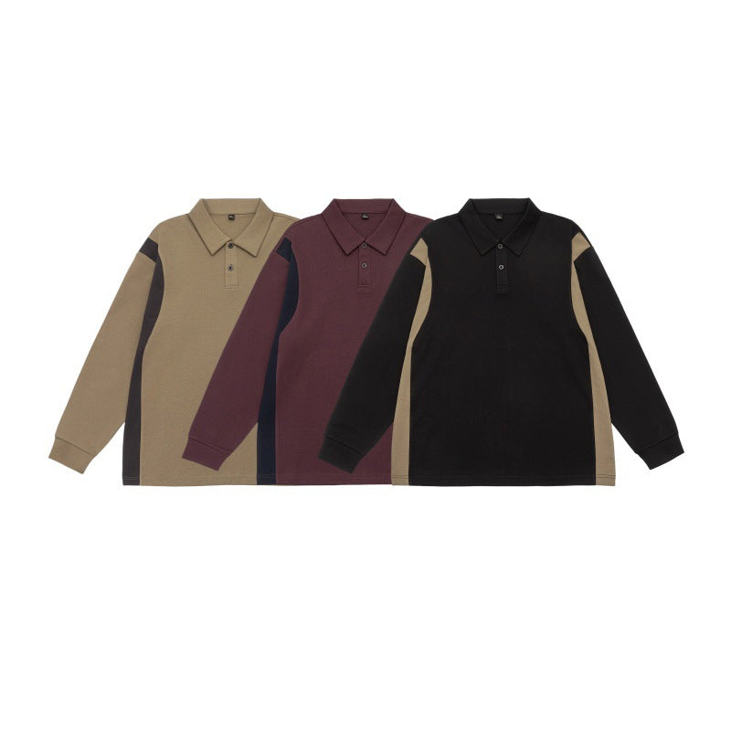 Unisex Long Sleeve Polo Shirt in Oversize Sweatstyle with Contrast Side Inserts Mune Fashion