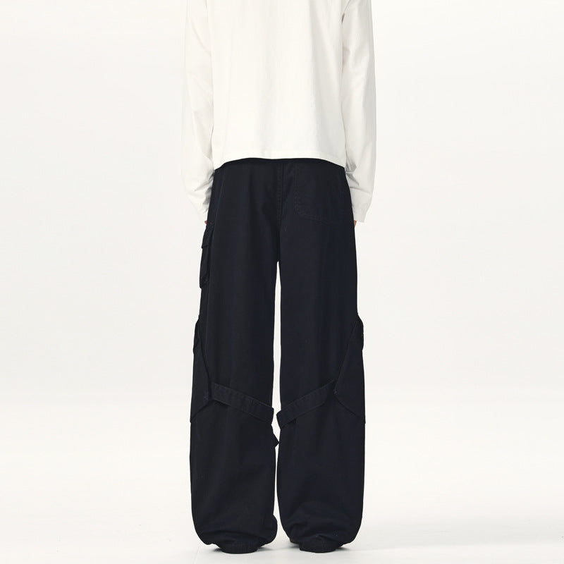 Men's Ultra Wide Canvas Cargo Pants with D-Ring Belt System and Multiple Flap Pockets Mune Fashion