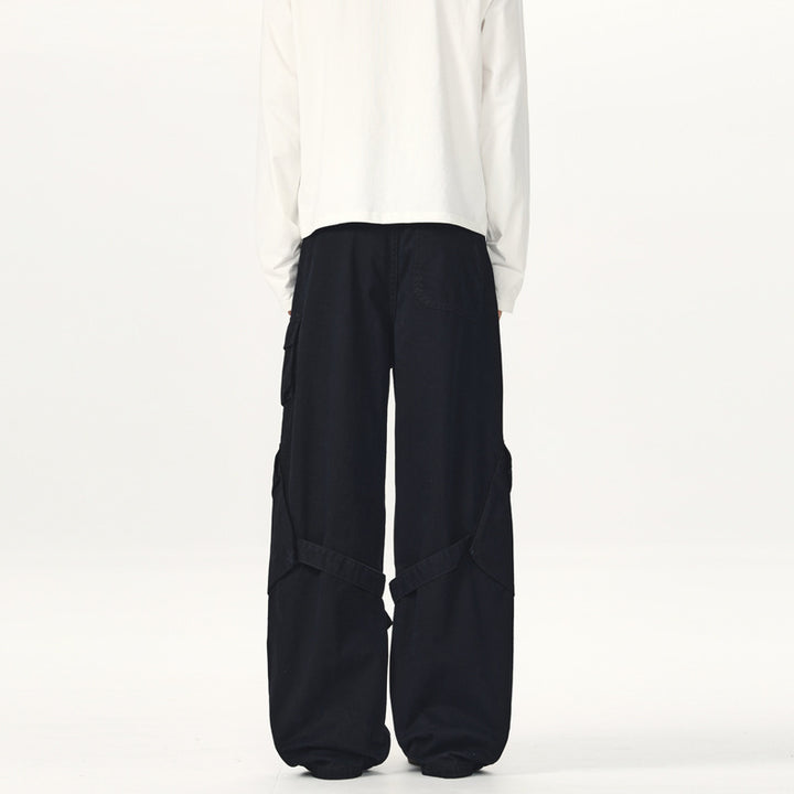 Men's Ultra Wide Canvas Cargo Pants with D-Ring Belt System and Multiple Flap Pockets Mune Fashion