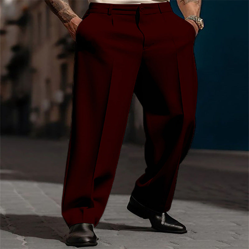 Men's Classic Suit Trousers with High Waistband and Wide Legs Mune
