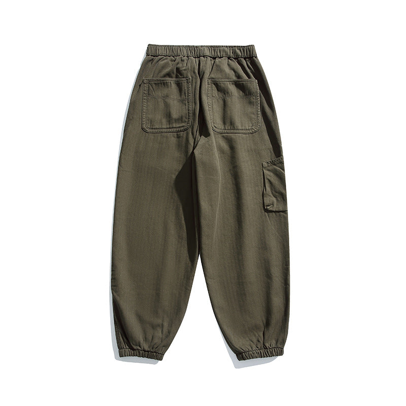 Men's Loose Cargo Jogging Pants with Elastic Waistband Drawstring and Utility Pockets Mune Fashion