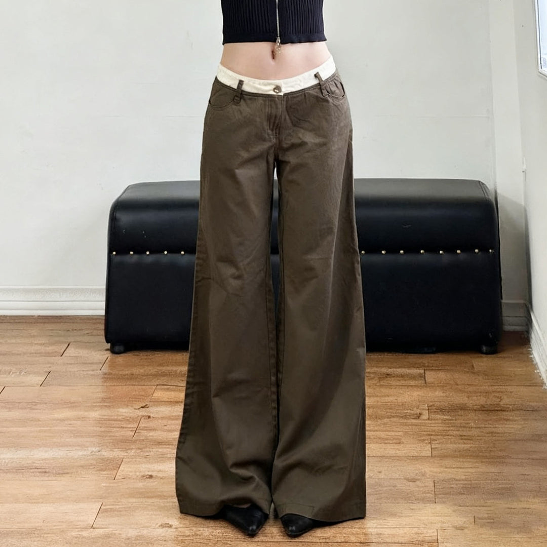 Women nan Highwaist culotte pants with wide leg and contrasting waistband detail Mune Fashion