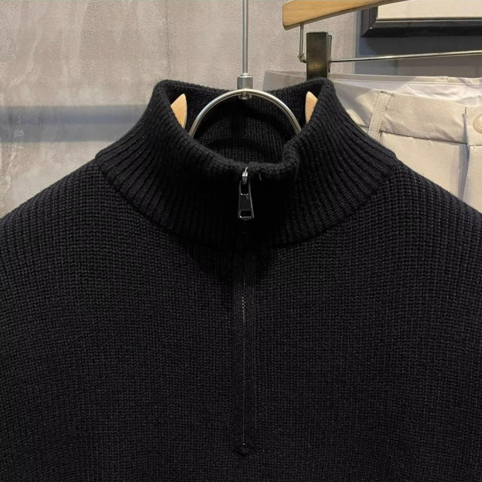 Men's Stylish Knit Sweater with Stand-up Collar Mune Fashion