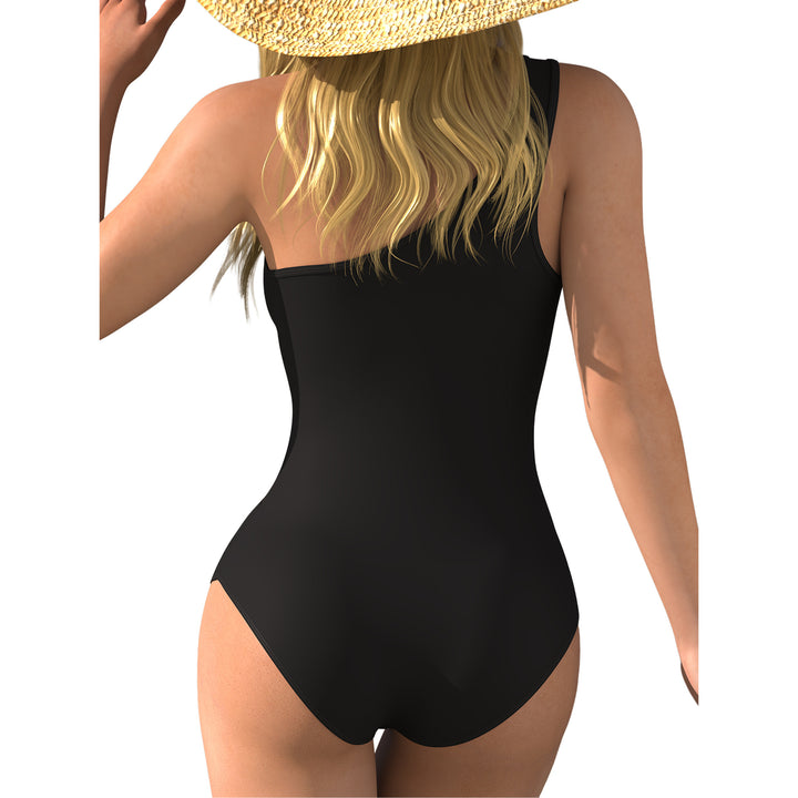 Women's one-piece swimsuit with asymmetric design and transparent inserts Mune Fashion
