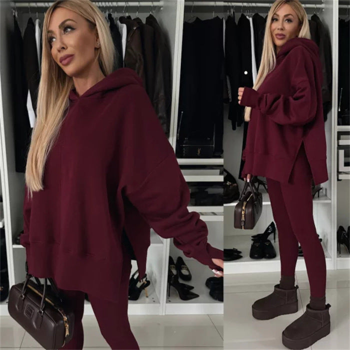 Ladies oversized hoodie with leopard print, contrast cuffs and extended back hem Mune Fashion