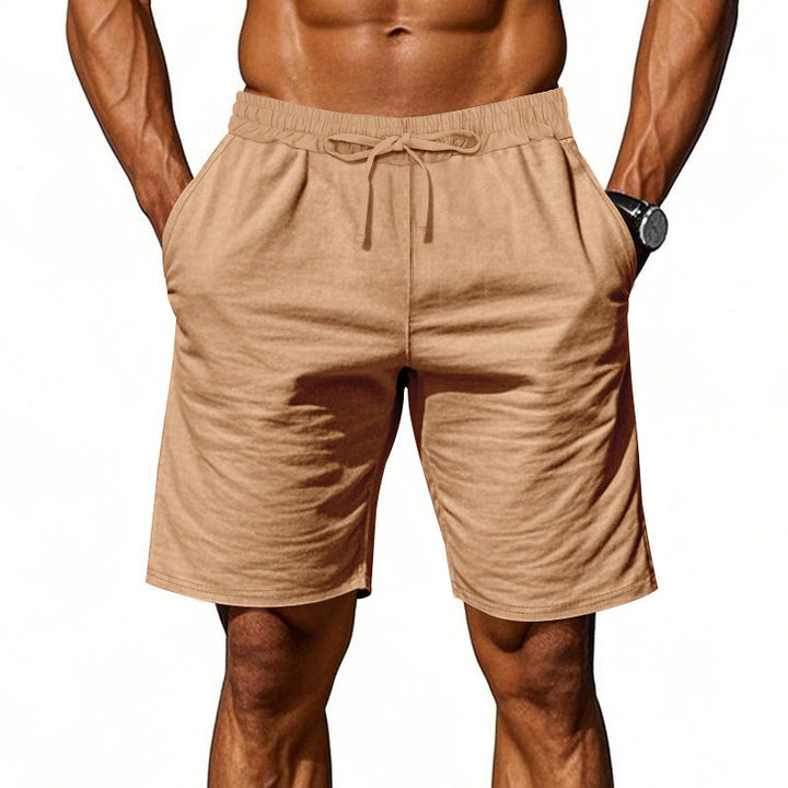 Men's casual cotton blend leisure shorts with elastic waistband and side pockets Mune Fashion
