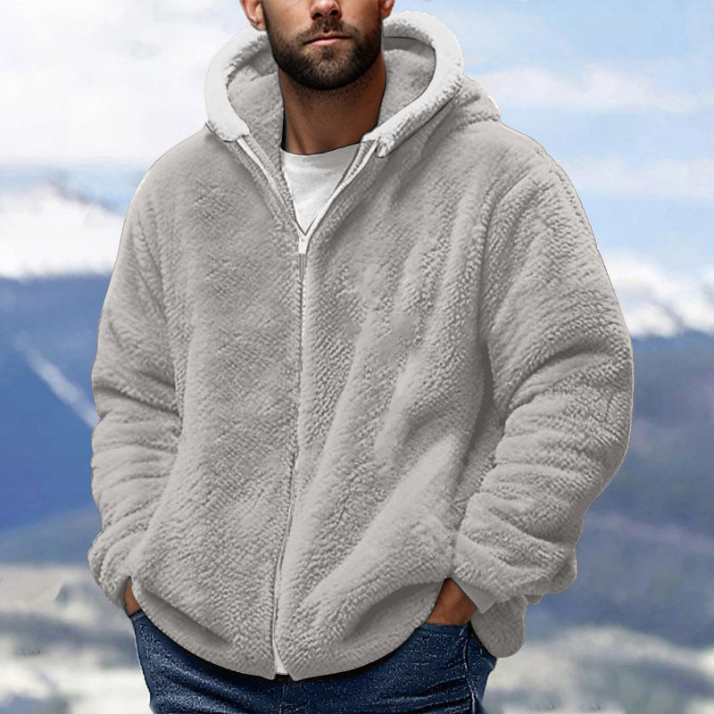 Men's Cozy Teddy Fleece Zip-Up Hoodie with Oversized Fit Mune Fashion