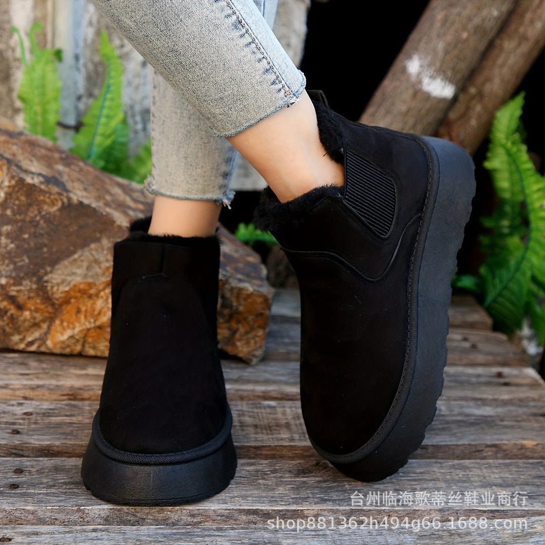 Women's Insulated Chelsea Winter Booties with Elastic Insert and Teddy Fur Lining Mune Fashion