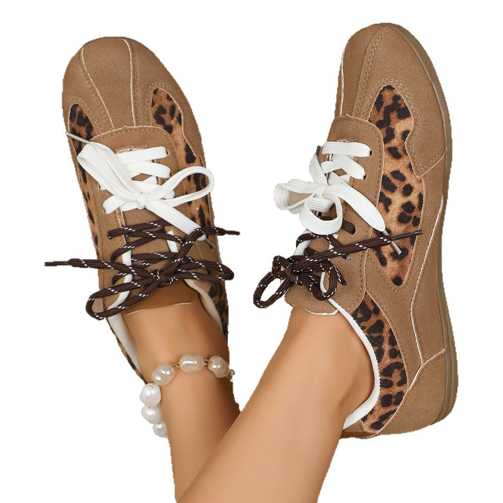 Women Light Velour Sneakers with Leopard Print and Padded Comfort Footbed Mune Fashion