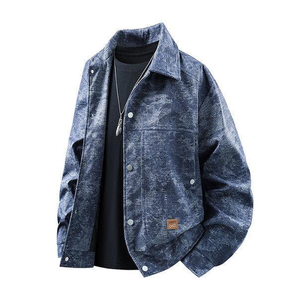Men's velvety cord overshirt with patch pockets and snap button placket Mune Fashion