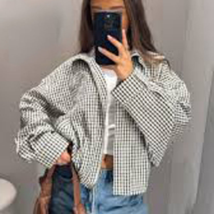Ladies Oversized Check Shirt Jacket with Boxy Cut Mune Fashion