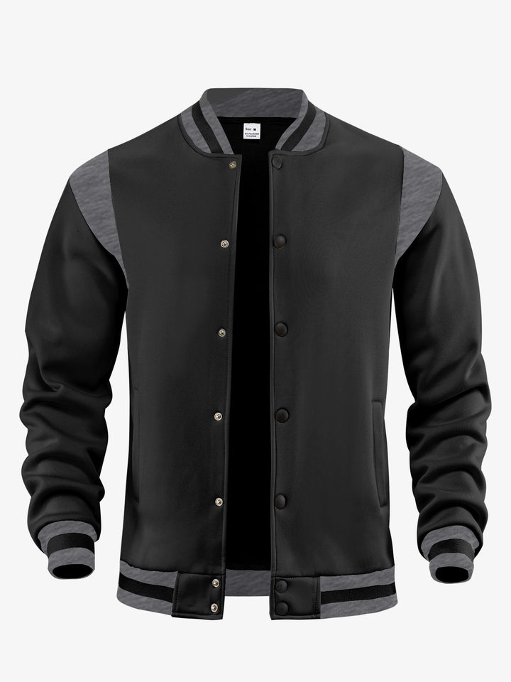 Men's light baseball jacket in sweat quality with snap button placket, ribbed collar and contrasting shoulder yoke Mune Fashion