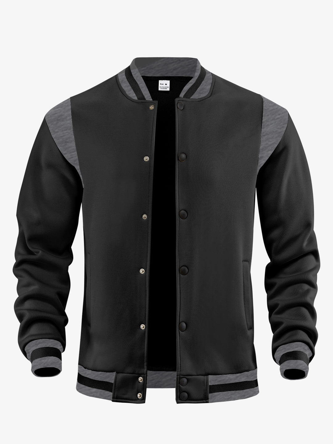 Men's lightweight college jacket in varsity look with press-stud closure, ribbed cuffs, and contrast shoulder trim Mune Fashion