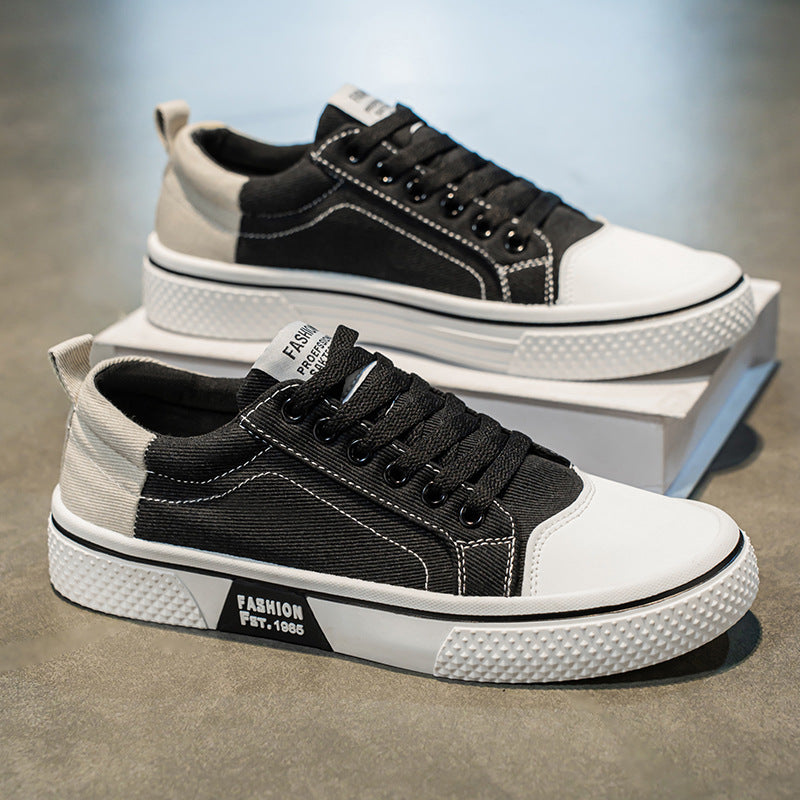 Men's Low-Top Canvas Platform Sneaker with Treaded Rubber Sole and Reinforced Toe Cap Mune Fashion