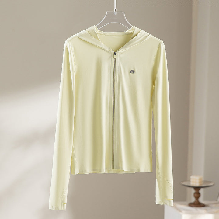 Women's Lightweight Hooded Jacket with Full Zip, Slim Fit and Thumbhole Mune Fashion