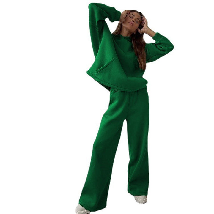 Women's nan Cozy complete set with extra soft oversized hoodie, kangaroo pocket and high-waist palazzo sweatpants Mune Fashion