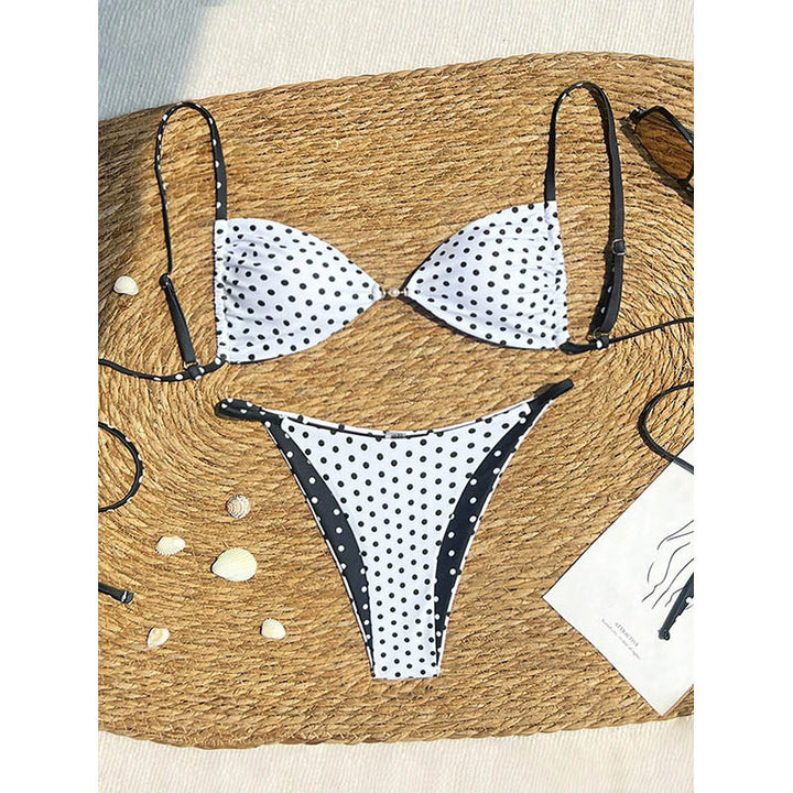 Women's triangle bikini with playful polka dot pattern and adjustable straps Mune Fashion