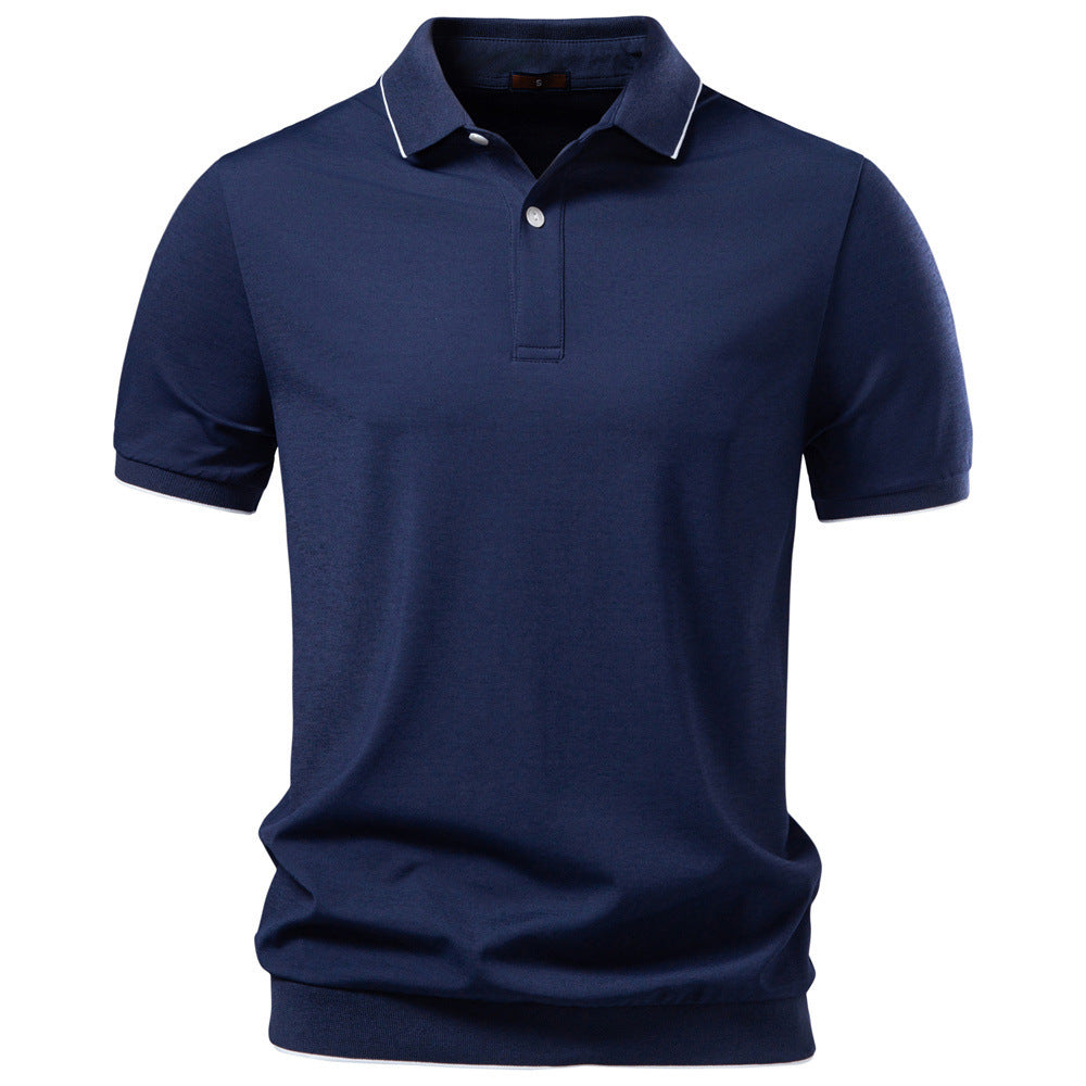 Men's breathable short-sleeved polo shirt made of cotton blend with ribbed hem Mune Fashion