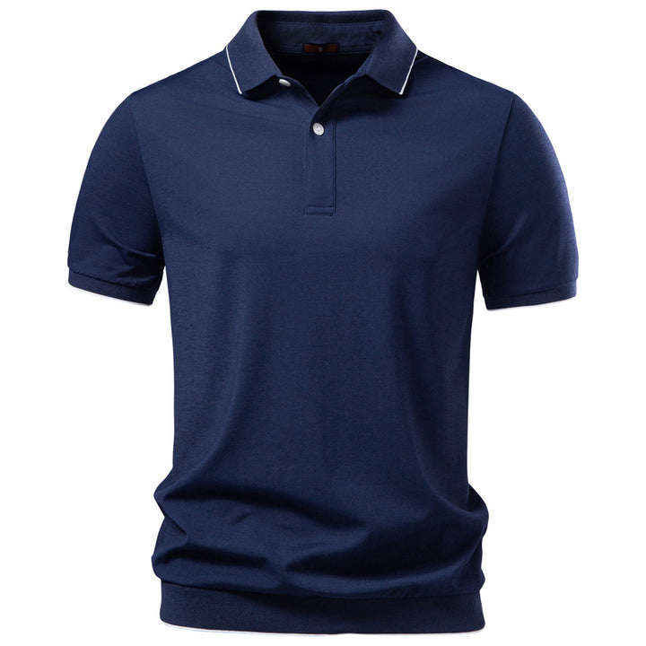 Men's breathable short-sleeved polo shirt made of cotton blend with ribbed hem Mune Fashion