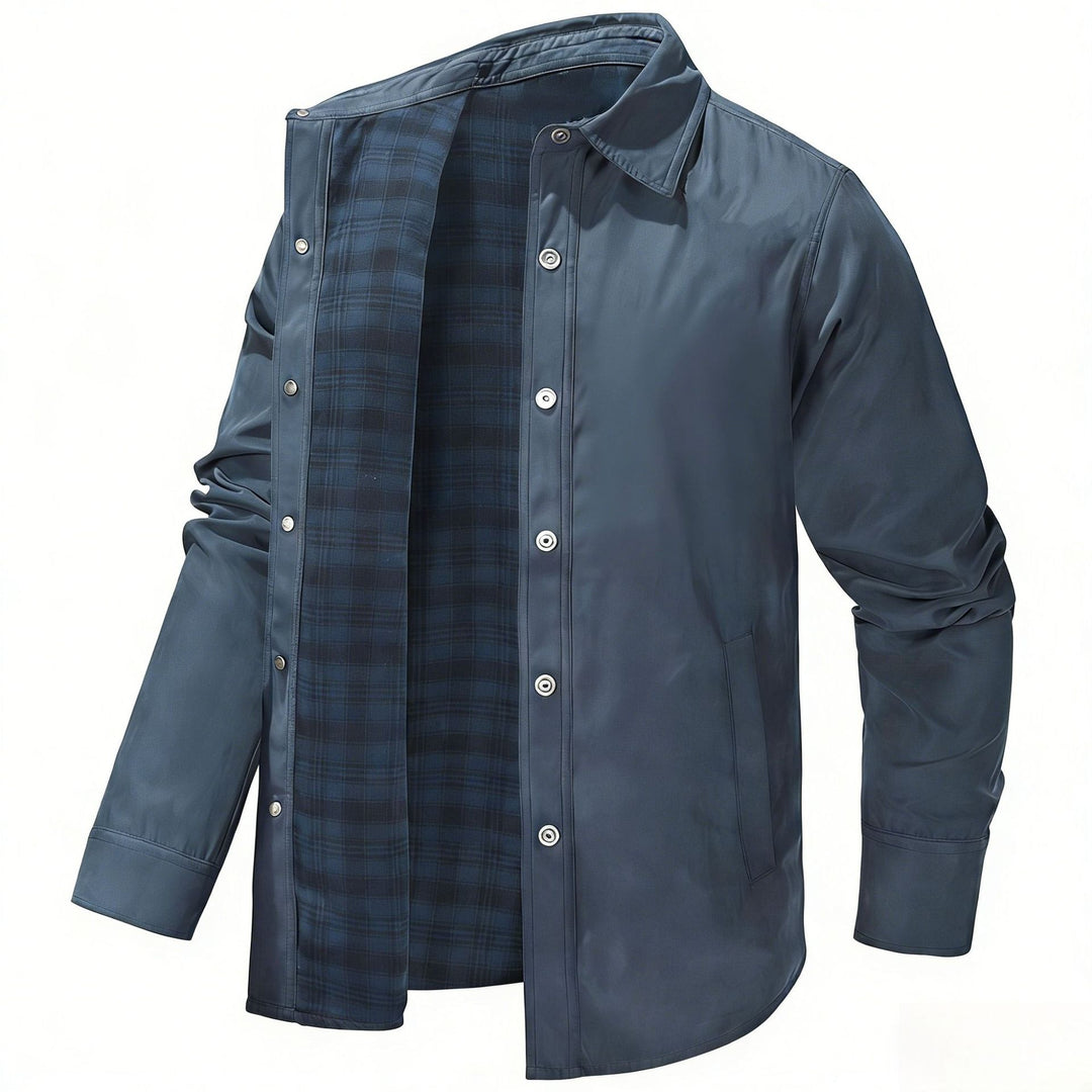 Men's lightweight transitional jacket with modern check pattern
