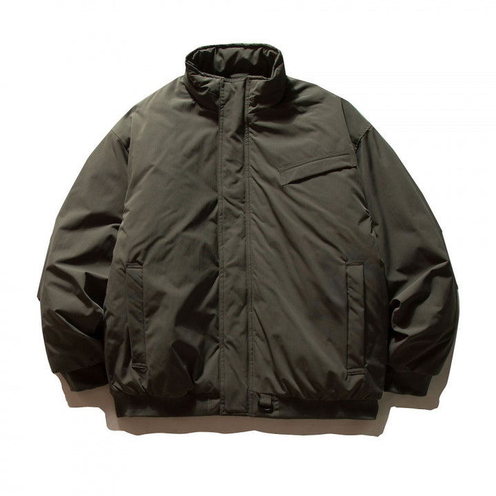 Unisex Boxy-padded transition jacket with high stand-up collar and utility pockets Mune Fashion