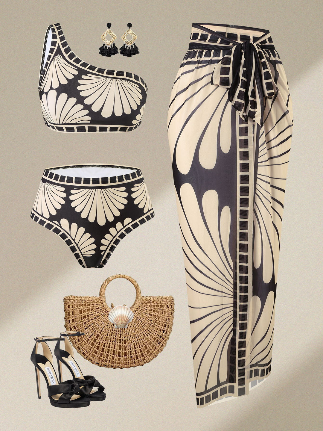 Ladies one-sided sport bikini with matching maxi skirt Mune Fashion